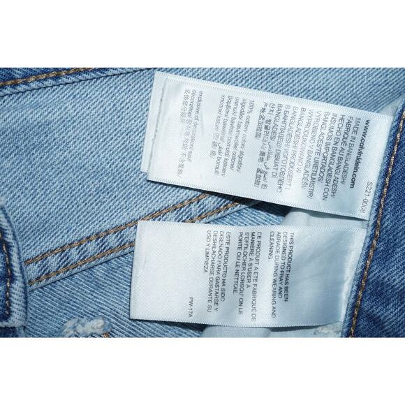 Calvin Klein Jeans Unisex Distressed Denim Cutoff Shorts Blue W30 - Picture 5 of 7